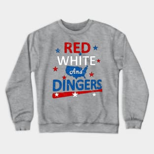 Red White and Dingers Baseball Stars and Stripes USA American Flag Crewneck Sweatshirt